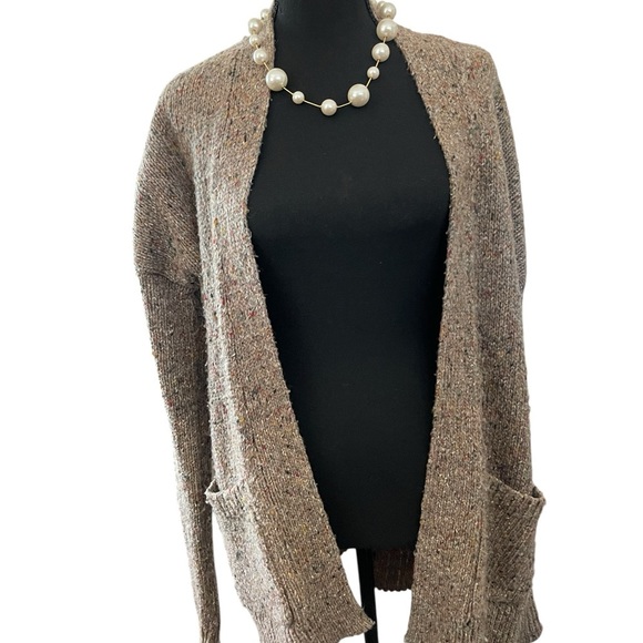 AAbercrombie & Fitch Speckled Tan Knit Cardigan Size M • Cozy Fall Layering - Picture 4 of 6